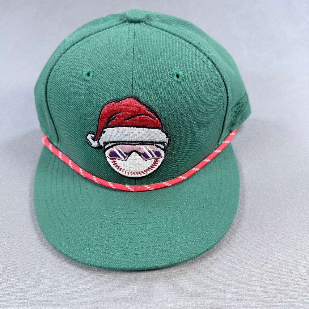 Baseballism Mens OS Green Cotton Christmas Santa Baseball Snapback Rope Hat Cap